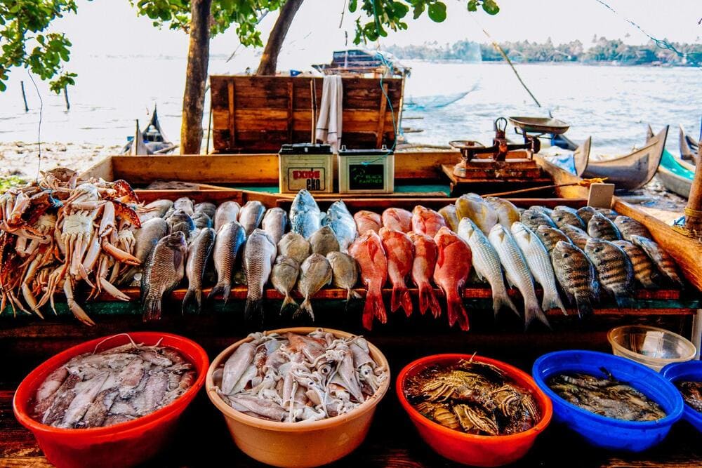 Thực đơn hải sản tươi ngon, hấp dẫn đang chờ du khách thưởng thức tại Hòn Khô (Nguồn: Internet)